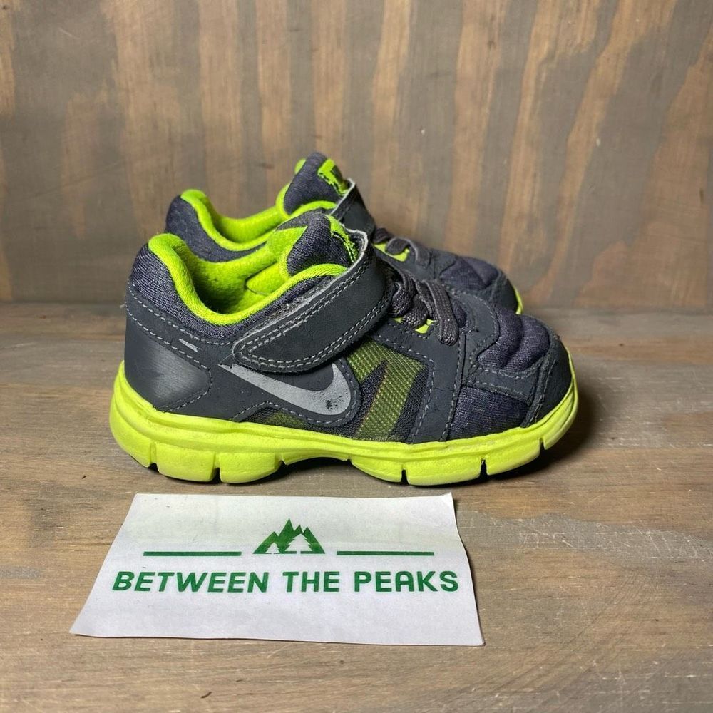 Nike Toddler Baby Fusion ST 2 Sneaker Shoes Black Neon Hook & Loop Low Top Sz 6C